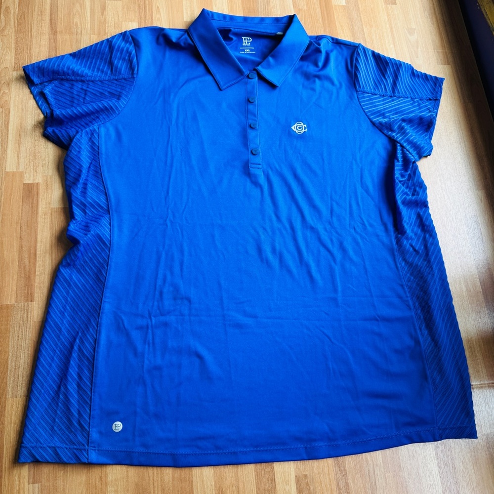 EP pro New York tennis polo xxl Oakmont country club Colbalt blue